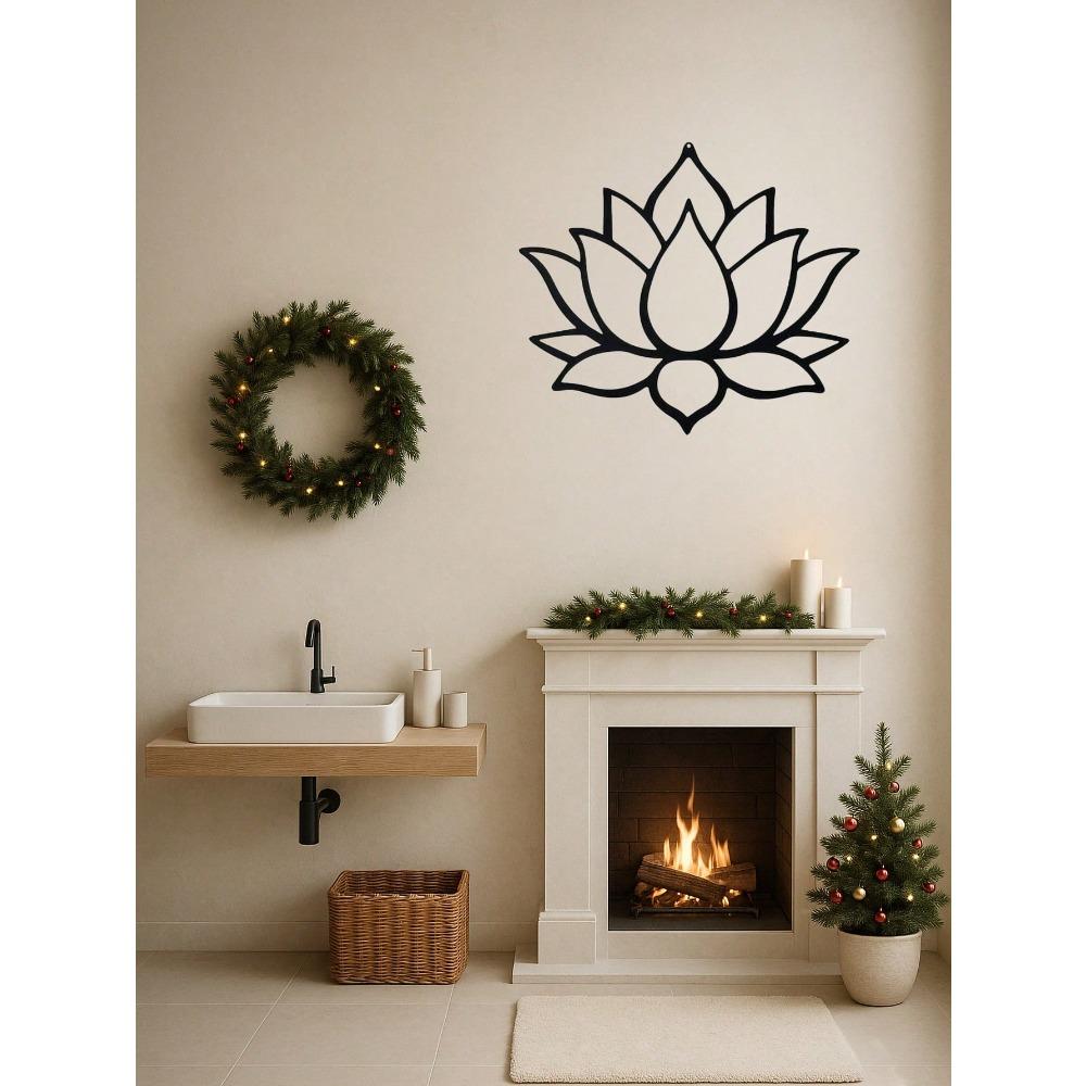 Wrought Iron Lotus Wall Sculpture Spiritual Yoga Room Decor Metal Art Meditation Gift Home Bedroom Living Room Modern Decoration Two Sizes
