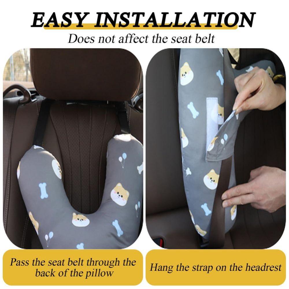 Poduszka samochodowa w kształcie litery Y dla dzieci, podpora głowy, poduszka montowana w samochodzie, kreskówkowy zagłówek samochodowy, podróż
