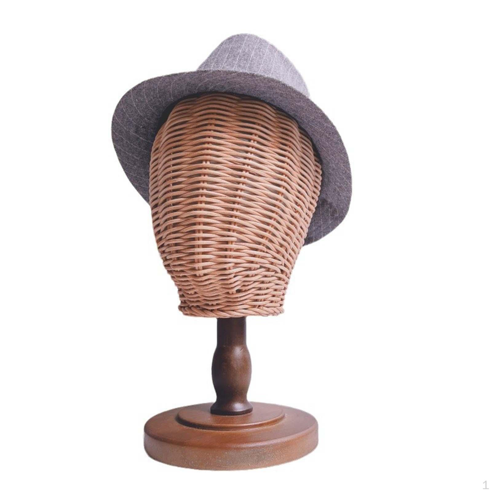 

Hat Display Holder Rack Rattan Mannequin Head Stand Unique Portable Decorative Wig for retro base