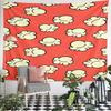 Cartoon Cloud Pattern on Red Background Pattern Wall Hanging Tapestry Decorative Tapestry Home Decor for Bedroom and Living Room