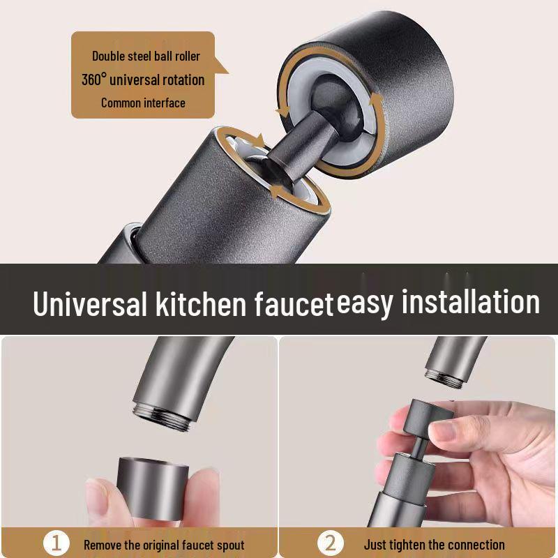 Uniwersalna Wielofunkcyjna Głowica Baterii Kuchennej: Obrotowy, Ciśnieniowy, Przeciwbryzgowy, Szybkozłączny Zraszacz z Trybem Prysznica