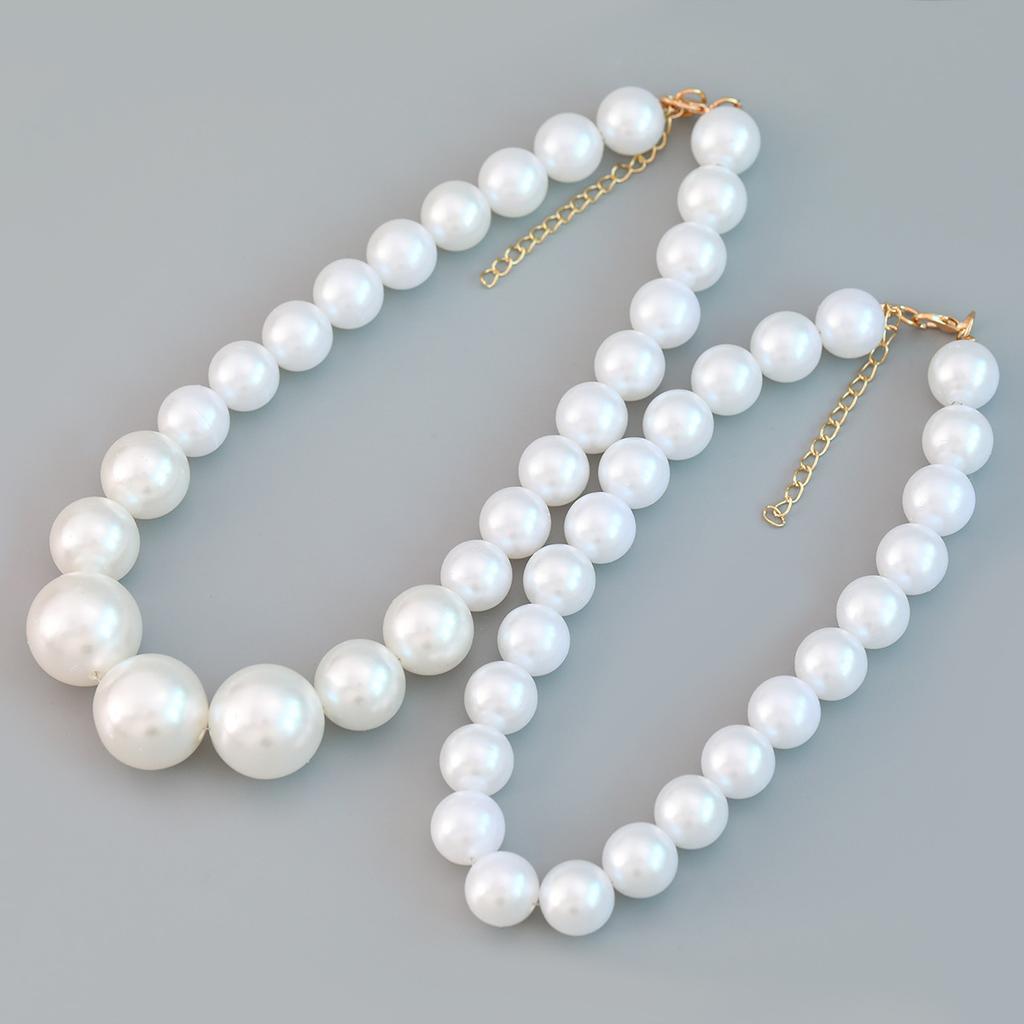 Necklace imitation pearl necklace European and American necklace trend hip-hop accessories set two-piece supply