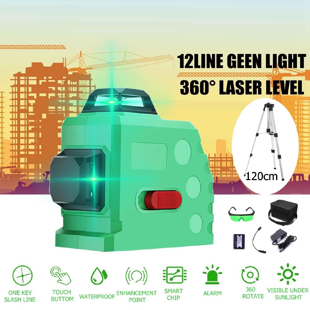 12řádkové 3D zelené světlo laserová vodováha 360 horizontální vertikální křížová samonivelační měření super výkonný laserový paprsek