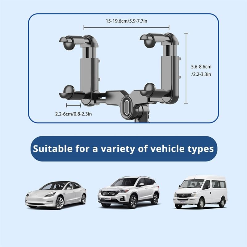 360 Adjustable Car Rearviews Mirror Camera Holder for Sports Action Cameras with AntiShake Mounting Bracket