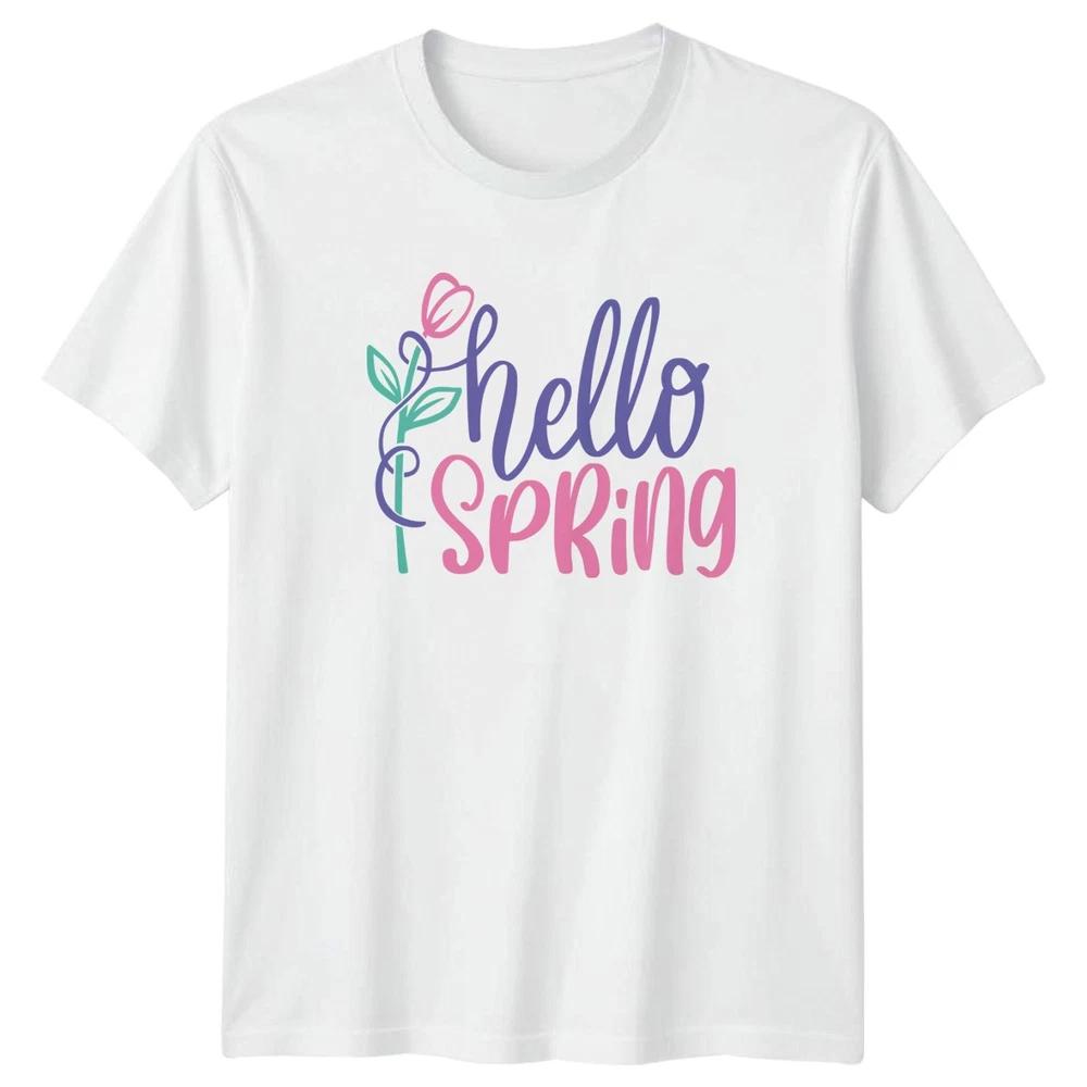 Hello Spring Unisexs TShirt Floral Gardening Seasonal Easter Gift For Her S