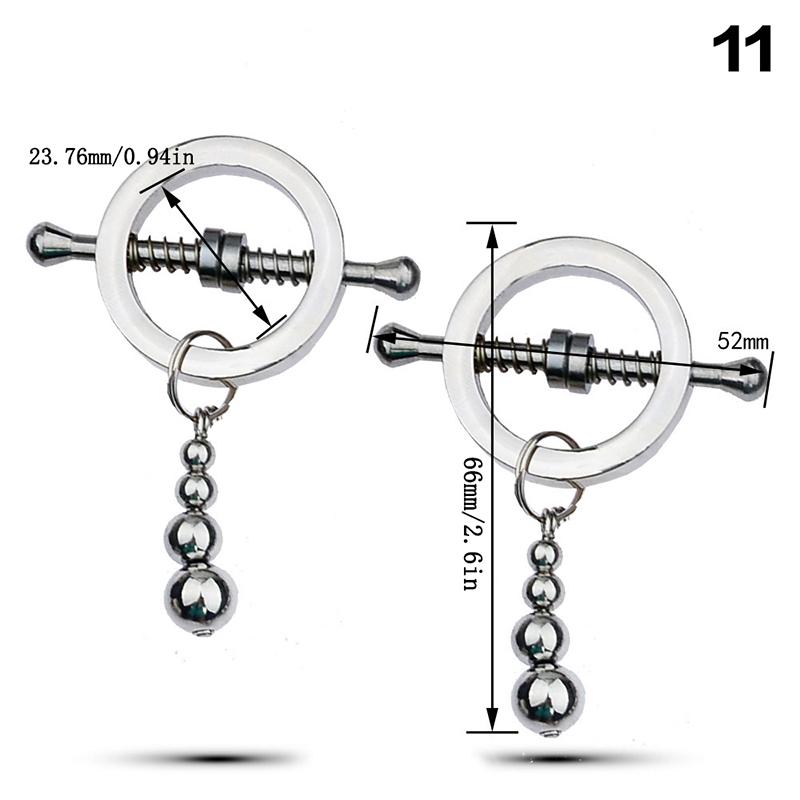 2 Pcs Adjustable Metal Breast Spring Clamps for Couples Bondage Adult Game Nipple Stimulator Role-Playing Restraint Accessories