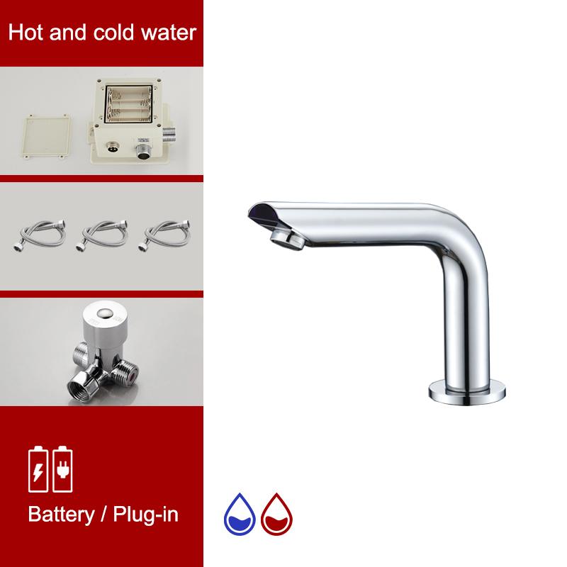 ELLEN Sensor-Waschtischarmatur Chrom Aufsatzarmatur Automatisch aufblasbarer Wasser-Mischhahn Hohe Spültischarmaturen ELS8870