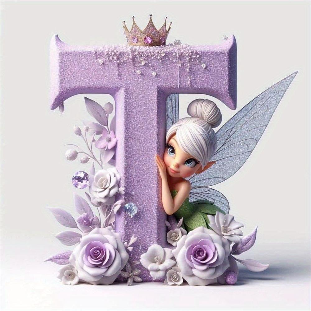 Disney Kreskówkowa Malowanie Diamentami Dzwoneczek Księżniczka 26 Liter Obrazki z Dżetów Mozaika Diamentowa Motyl Zestawy Rękodzieła Sztuka Ścienna