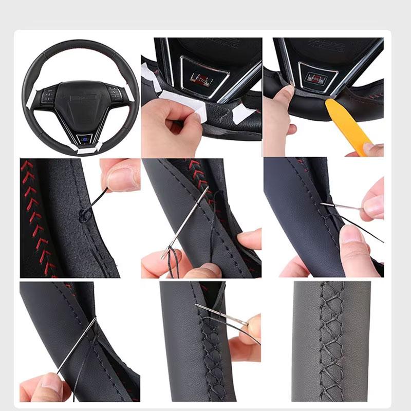 Custom Fit Carbon Fiber Leather Car Steering Wheel Cover For Honda Accord (Coupe) 7 Accord (Euro) Acura TSX 2004-2008 (3-Spoke)