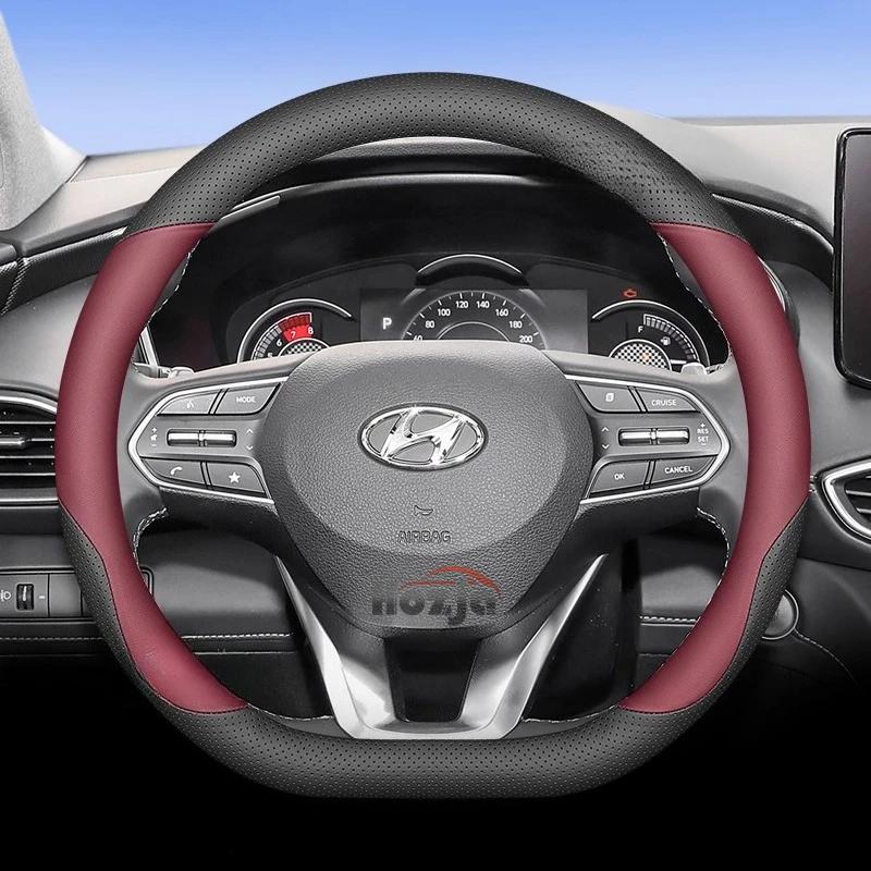Leder Auto Lenkradbezug für Hyundai I30 Tucson Ioniq N Grand I10 Elantra I30n I20 Ix35 Palisade Ix20 Kona Santa fe