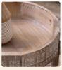 American Retro Round Side Table: Solid Wood Carved Coffee Table for Hotel or Homestay Décor
