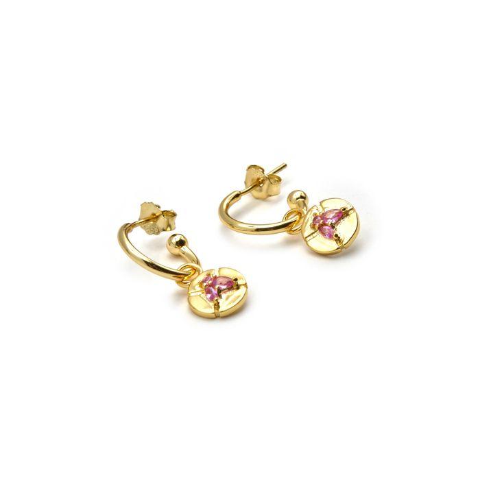 Boucles d'oreilles Luxenter en argent 925 et zircon rose finition or 18k - Ufore
