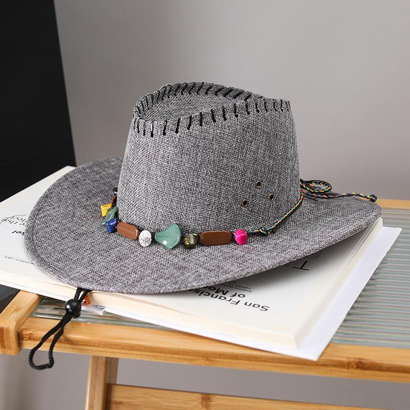 

JYL TS DIY Ковбойський капелюх з камінням Верхова кепка Фетр silvergray_foradults celadon синього кольору