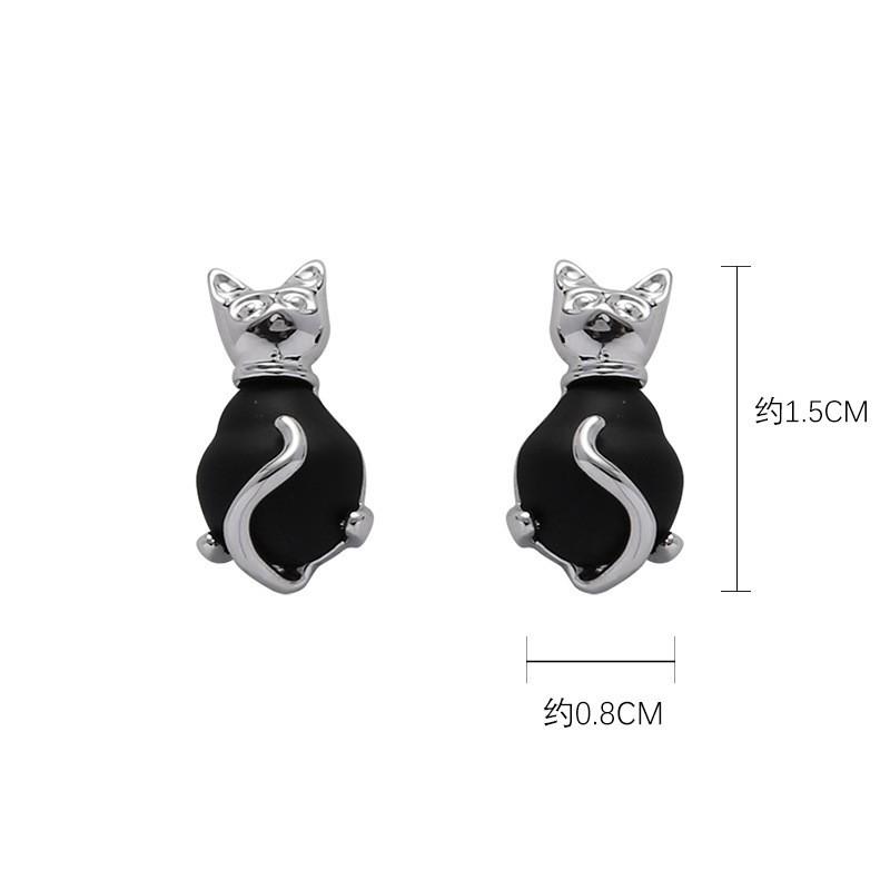 Retro high-end cute black cat niche exquisite personality 925 silver needle stud earrings earrings wholesale