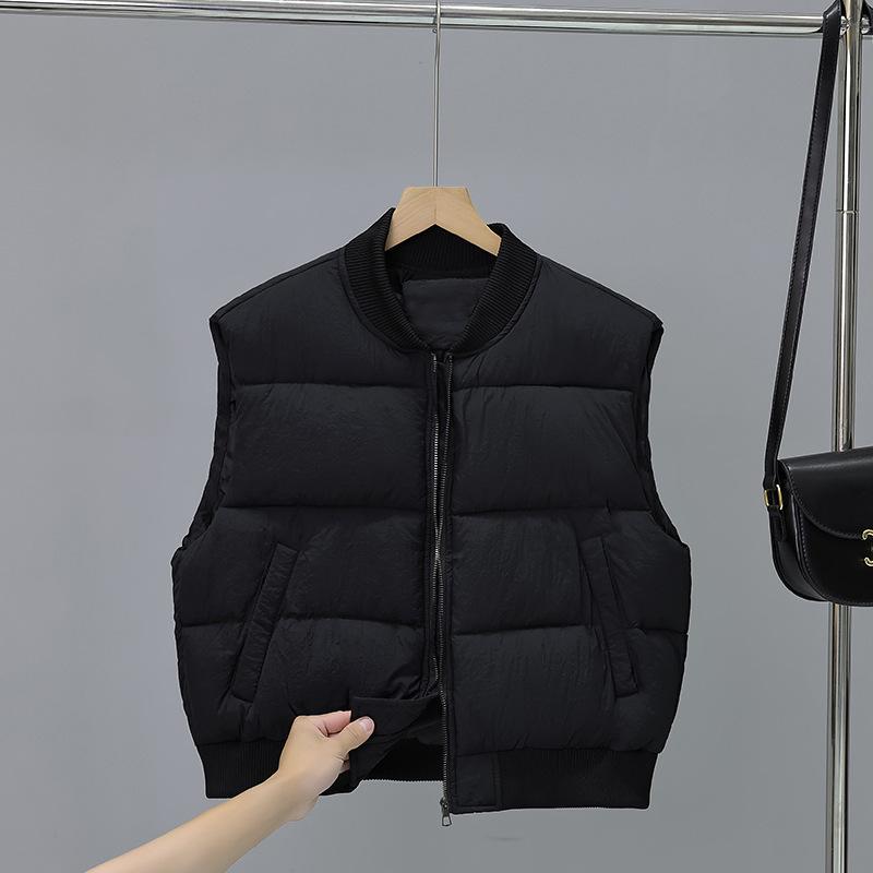 Cotton Vest Women's Autumn and Winter New Stand-up Collar Small Short Thickened Cotton Vest Jacket Tide