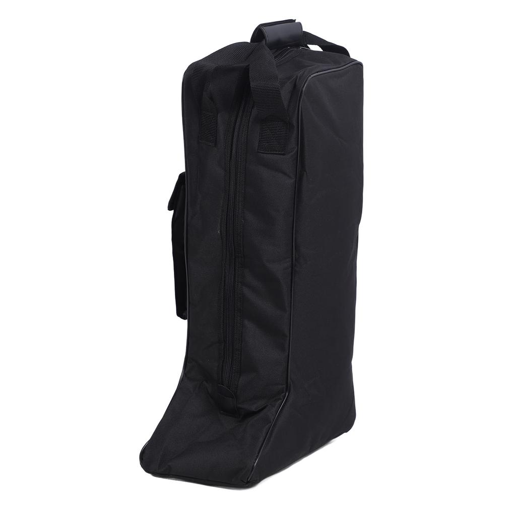 Boot Bag with Handle Oxford Cloth and Leather Black Waterproof Portable Boots Storage Bag for