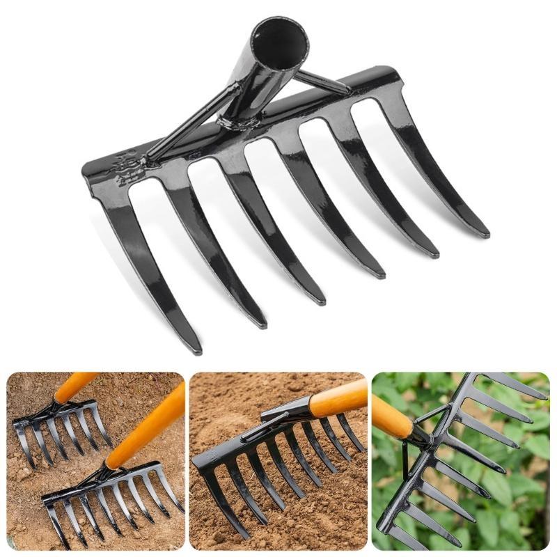 Manganese Steel Rake Perfect For Small Lawn Maintenance Efficient Soil Aeration