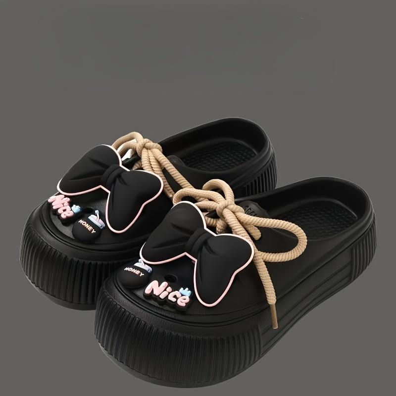 [Bequeme EVA-Pantoletten] Leichte & Atmungsaktive Damen-EVA-Pantoletten mit Schleife | Mehrere Farben, Höhenverstärkender Komfort, Langlebig & Rutschfest