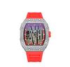 Barrel-Shaped Dial Full Diamond Watch Casual Calendar Quartz Watch
