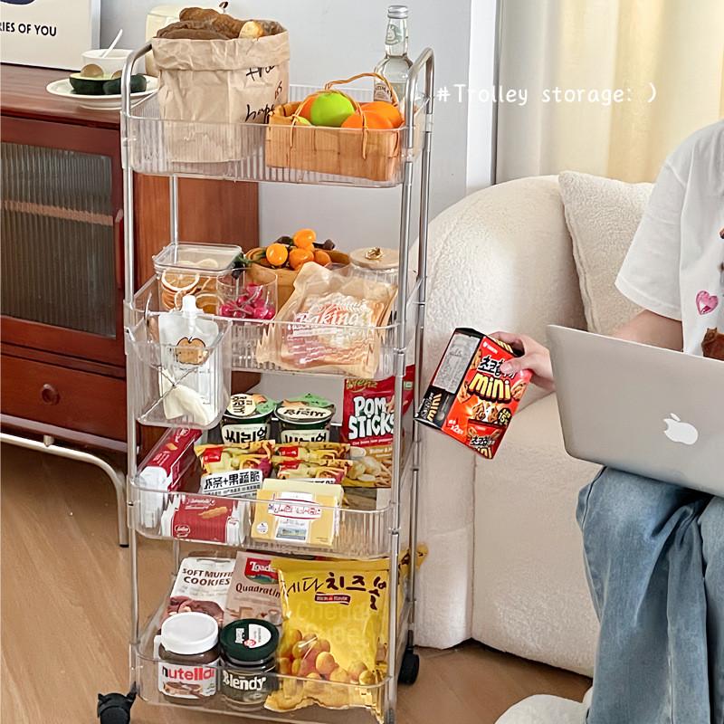 Transparenter Rollwagen Organizer Ständer Badezimmer Organizer Ständer Umzugs-Organizer Regal mit Rad