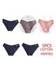 FINETOO 5Pcs/Set Women Cotton Panties Female Underwear Solid Color Underpants Sexy Lingerie Knickers for Woman Briefs Intimates