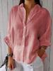 2024 Summer Women's Cotton Linen Breathable Tie-Back Shirt - Transparent Sun Protection Top