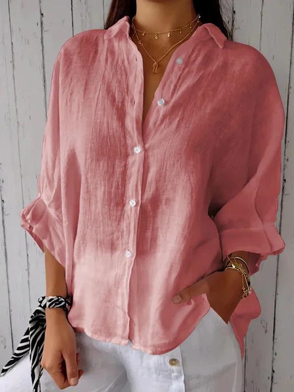 2024 Summer Women's Cotton Linen Breathable Tie-Back Shirt - Transparent Sun Protection Top