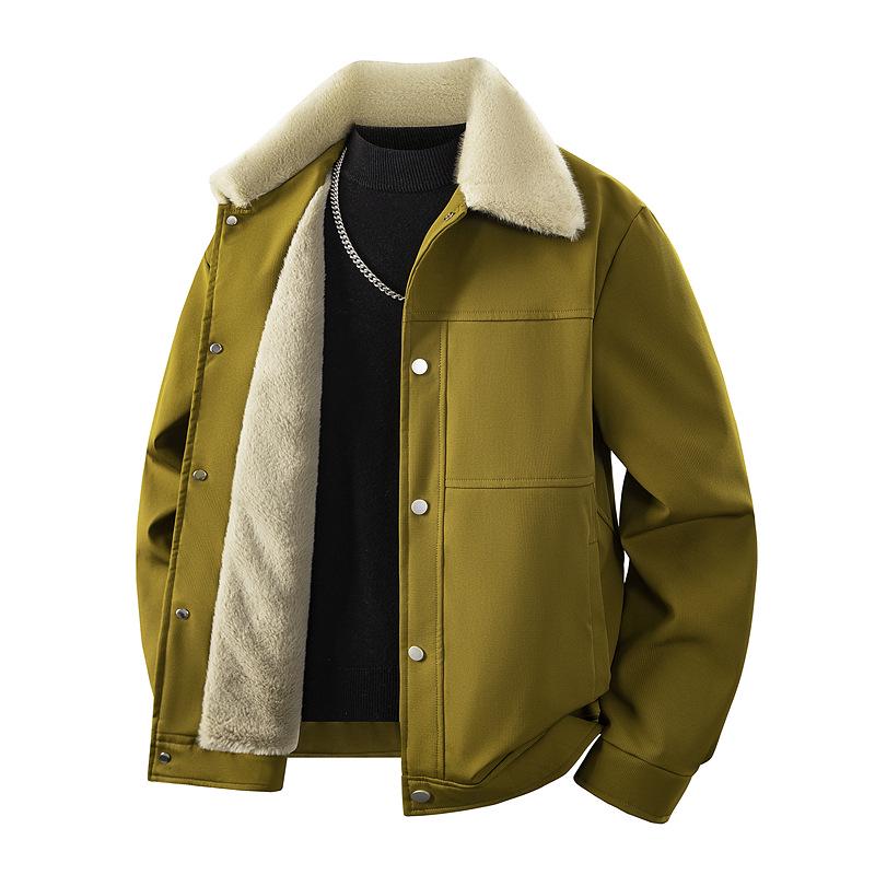 Men s Casual Hong Kong Style Fur Collar Jacket XXXL