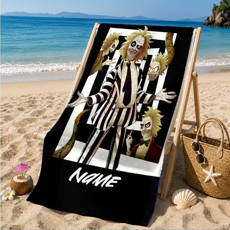 Custom Name Psychedelic Beetle  Beach Towel Microfiber Beach Towel, Lightweight and Quick-Dry, for Summer Travel, Swimming Pool Gift
