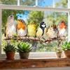 Static Cling Window Stickers Cartoon Birds on Branch Two Way Visible for Home Glass Cabinet Decor