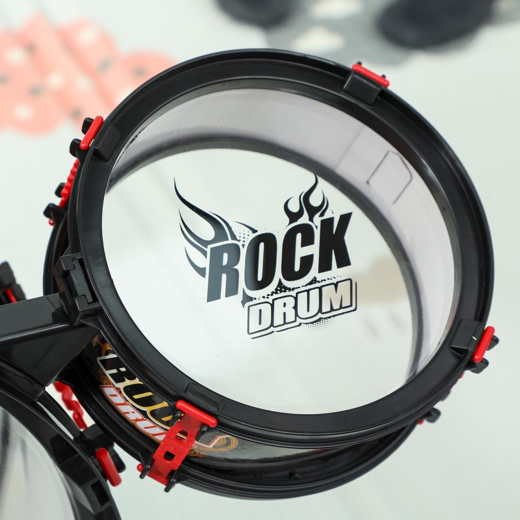 Drum Set for Children +3 Years with Stool, Drums, Bass Drum, Cymbal and Drumsticks 59.5x31.5x59 Cm Black