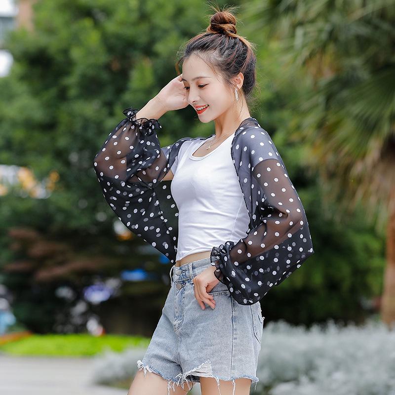Cashew Print Chiffon Sunscreen Cardigan with Sleeves - Women's Summer Shawl Scarf