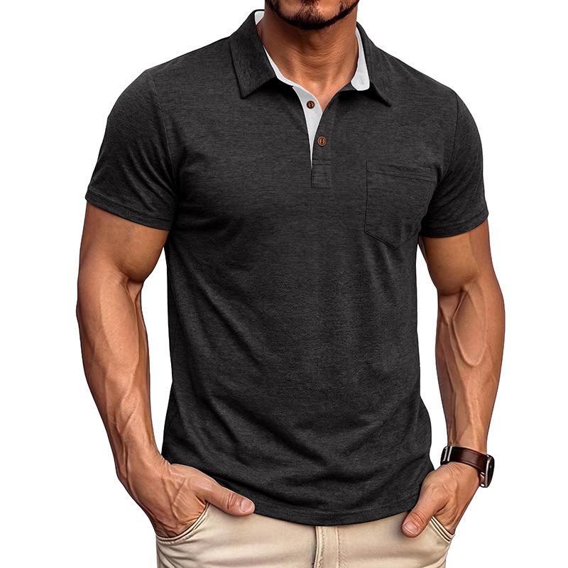 

Men s Casual Short-Sleeve Button-Down Shirt L чёрный