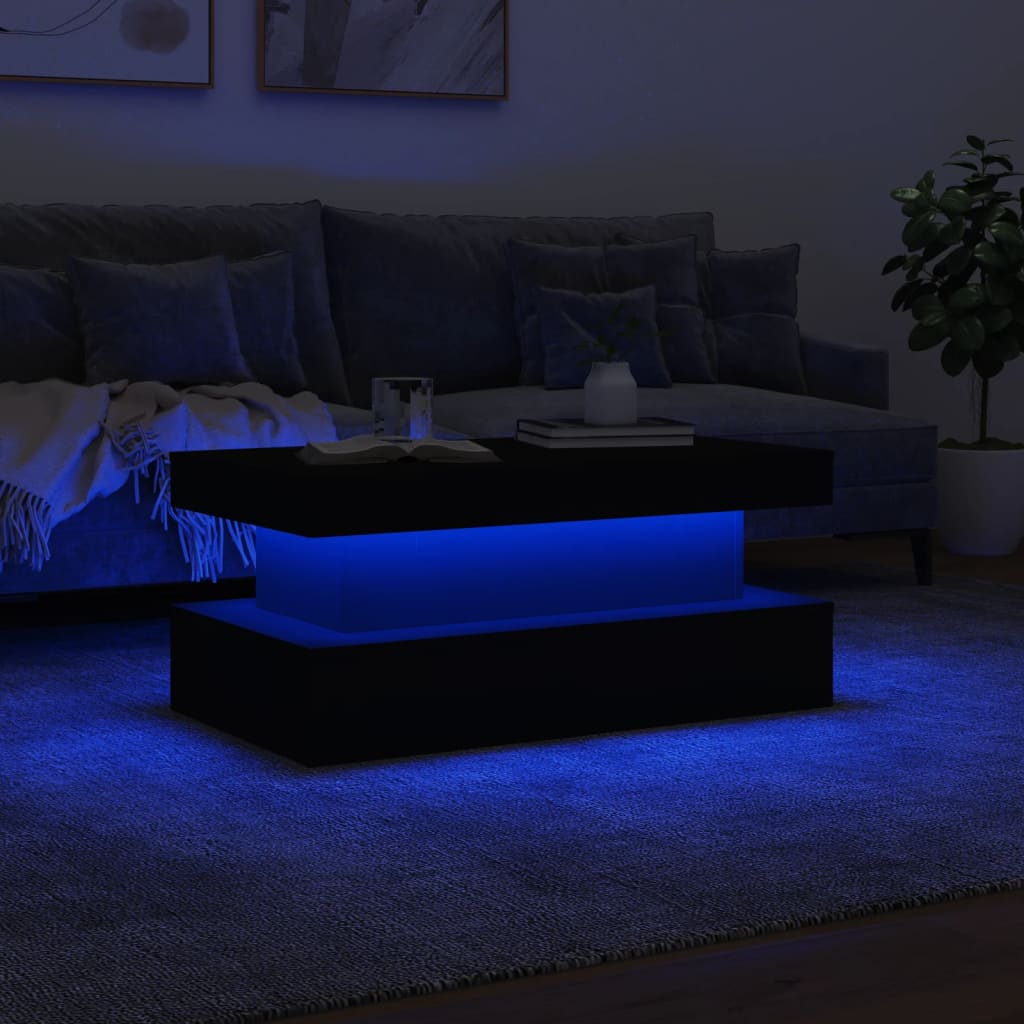  Coffee Table with LED Lighting, White, 90x50x40 Cm