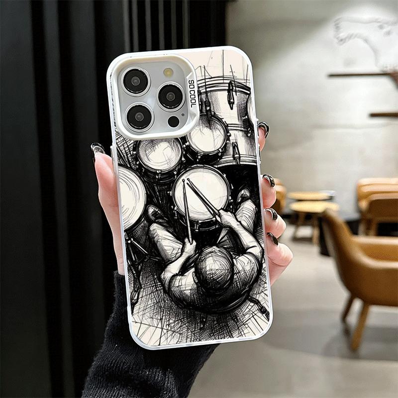 Drum Set Rock Music Shockproof Phone Case for iPhone 17 Air 16 16E 15 Pro Max 14 Plus 13 Mini 12 Back Cover Anti Fall Fundas