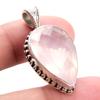 Natural Rose Quartz Gemstone 925 Solid Sterling Silver Jewelry Pendant 1.4" V9i27