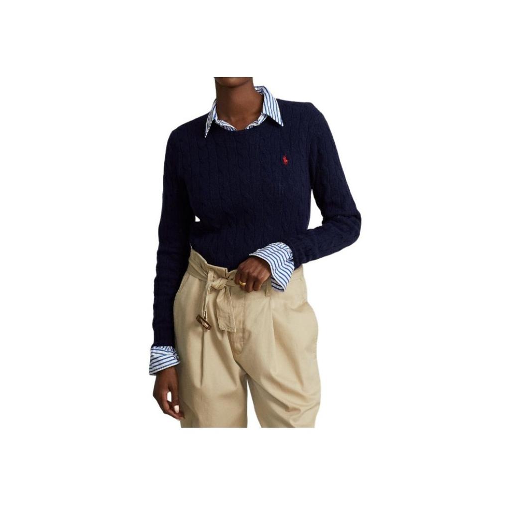Polo Ralph Lauren Solid Color Crew Neck Long Sleeve Wool Sweater Women Sweater Blue 211875831-007
