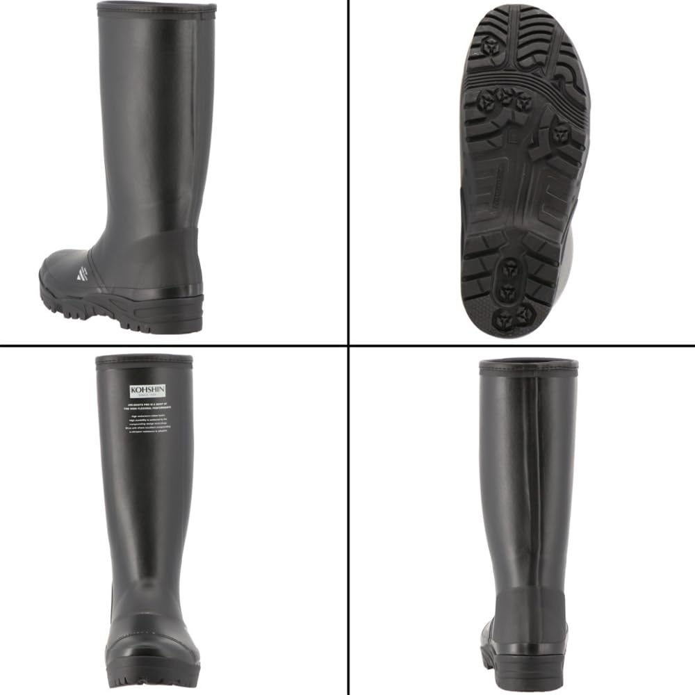 Koshin Rubber Work Boots/Rain Boots Joe Boots Pro JB-07, Small, Black, B0254KG