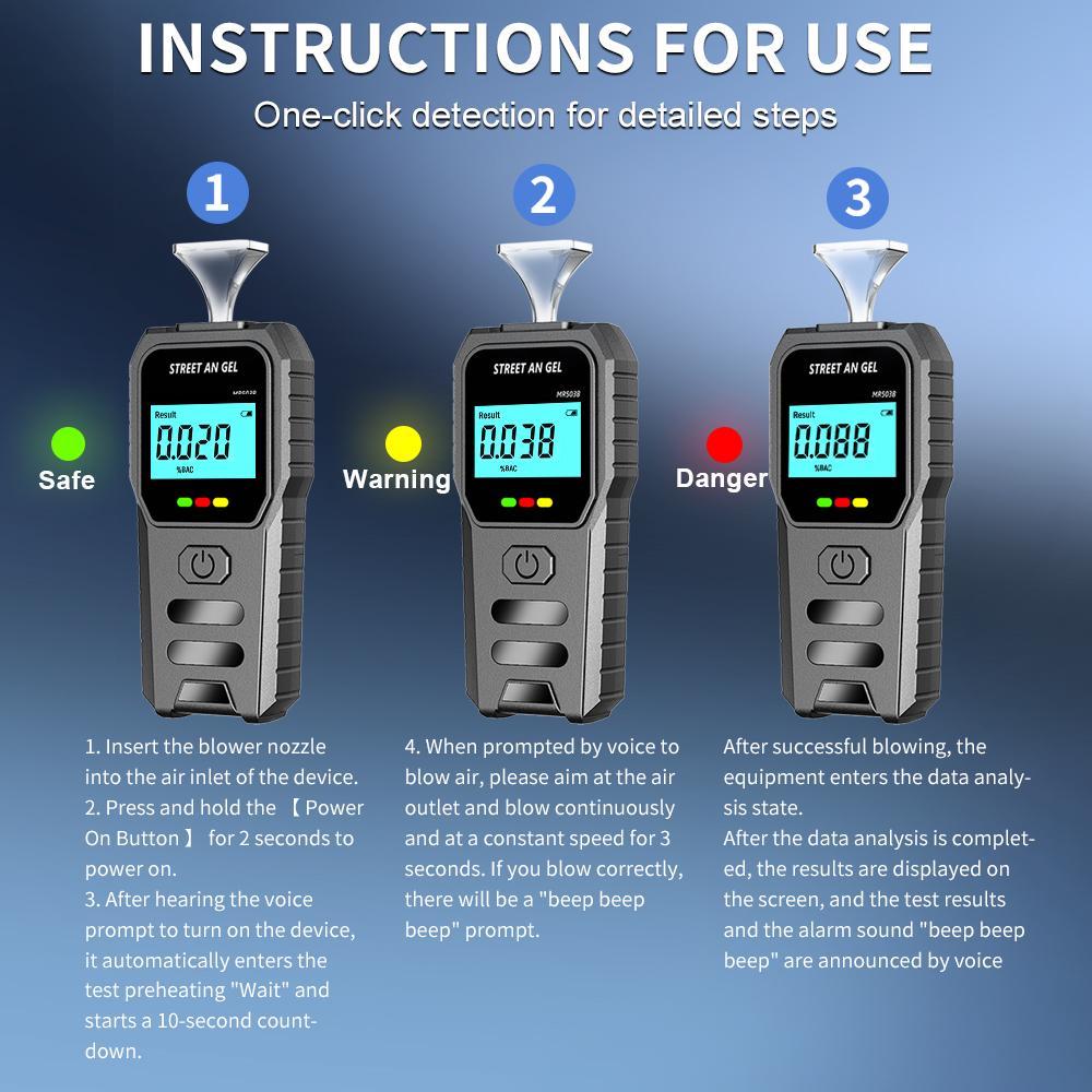 NEW Digital Breath Alcohol Tester High Sensitivity Breathalyzer With LCD Display Drunk Driving Analyzer Professional Analyzer