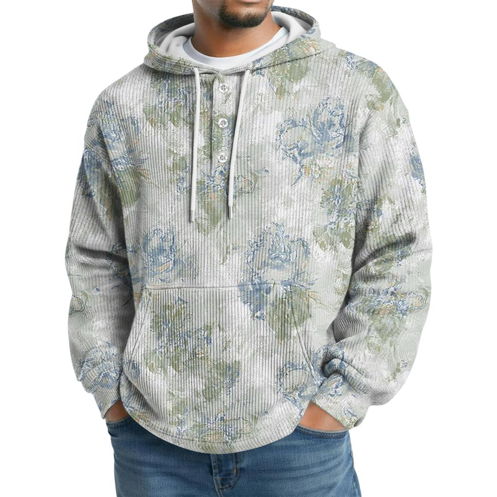 Men's Knit Hooded Sweatshirt Casual Long-Sleeve Sweatshirt