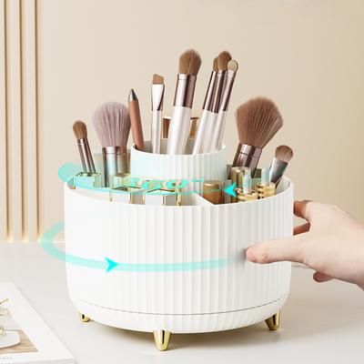 Cosmetic Storage Box Plastic Desktop Rotatable Household Large-capacity Eyebrow Pencil Lipstick Makeup Brush Storage Box
