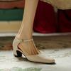 Summer Women's Leather Sandals Medium Heel Large Size Bag Heel Solid Color Soft New Hollow Sandals Beef Tendon Soft Sole Non-slip