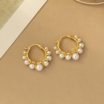 S911 French Pearl Earrings Women's Light Luxury Niche High-end Temperament Ear Buckle Simple Personality Versatile Earrings
