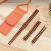 Folded Chopsticks with Storage Pouches Wood Handle Creative Shape Chopsticks for Easy Carrying