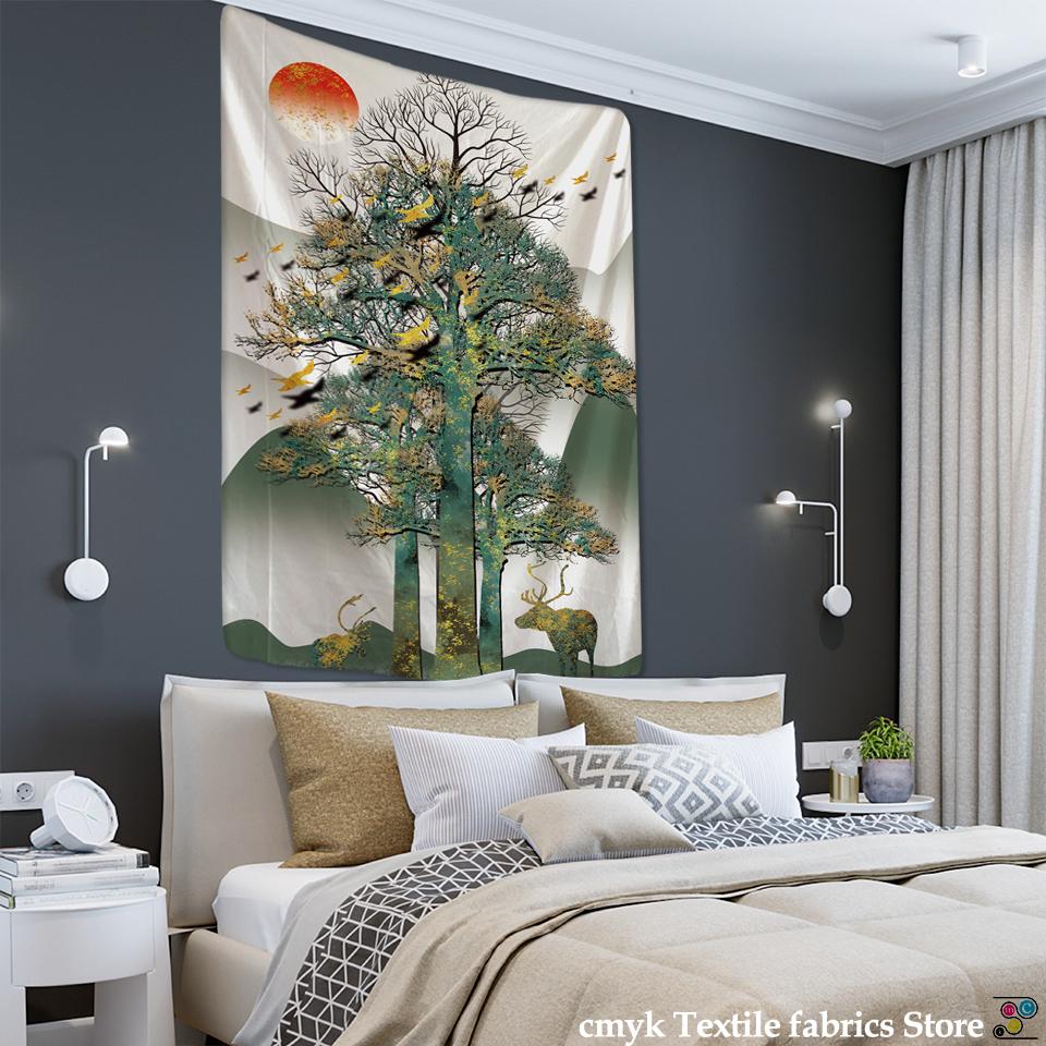 Japanese Illustration Tapestry Wall Hanging Colorful Bohemian Small Fresh Ins Wind Mattress Living Room Home Decoration