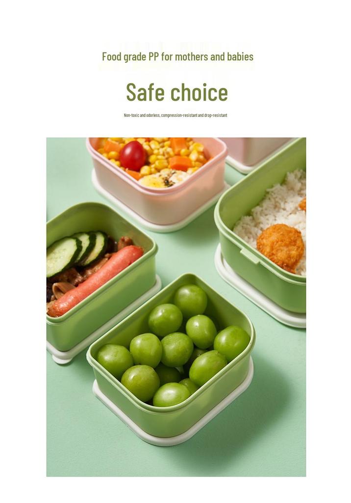 Microwaveable Cartoon Bento Box - Double-Layer Plastic, Compartmentalized for Student Lunches/Fruit