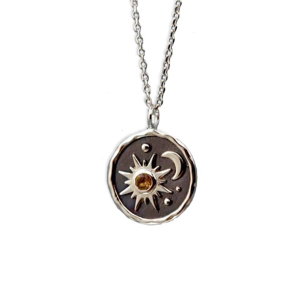 Moonstone Pendant Necklace Crystal Gems Alloy Rattan Vintage Noble Women Necklaces for Lady Girls Waterdrop Stone Necklace Gift