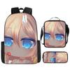 Luxury Novelty Peculiar Cool Anime Cartoon 3D Print 3pcs/Set pupil School Bags Laptop Daypack Backpack Lunch bag Pencil Case