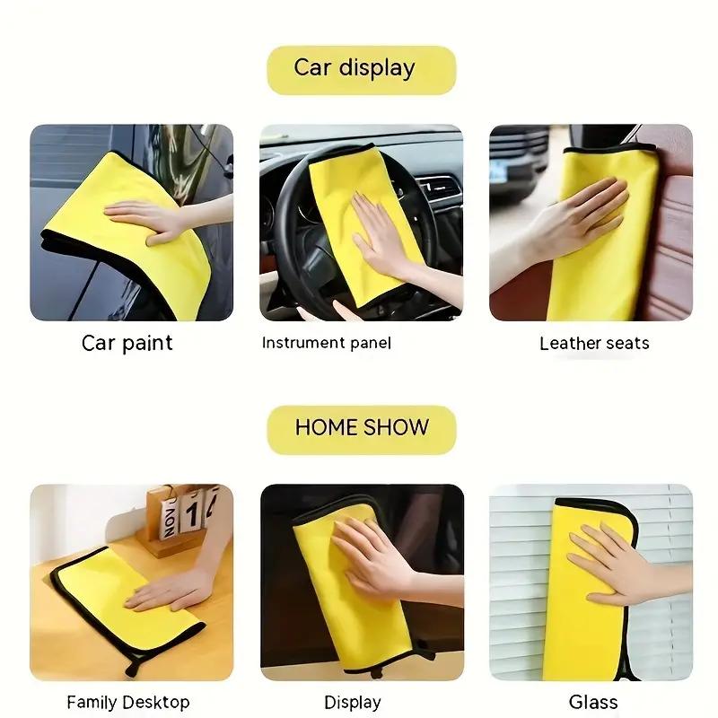 Thickened Double Layer Car Microfiber Towel Cleaning Cloths Car Washing Drying Towels Soft High Absorption Auto Detailing Cloth