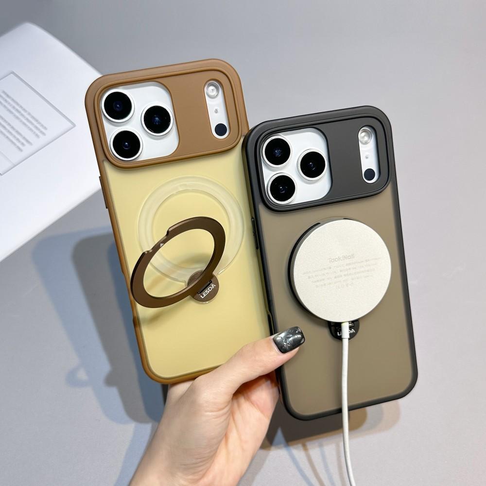 Rotating Bracket Phone Case For Iphone 16 17 Pro Max MagSafe Magnetic PC Hard Shell Protective For Iphone Air Acrylic Back Cover